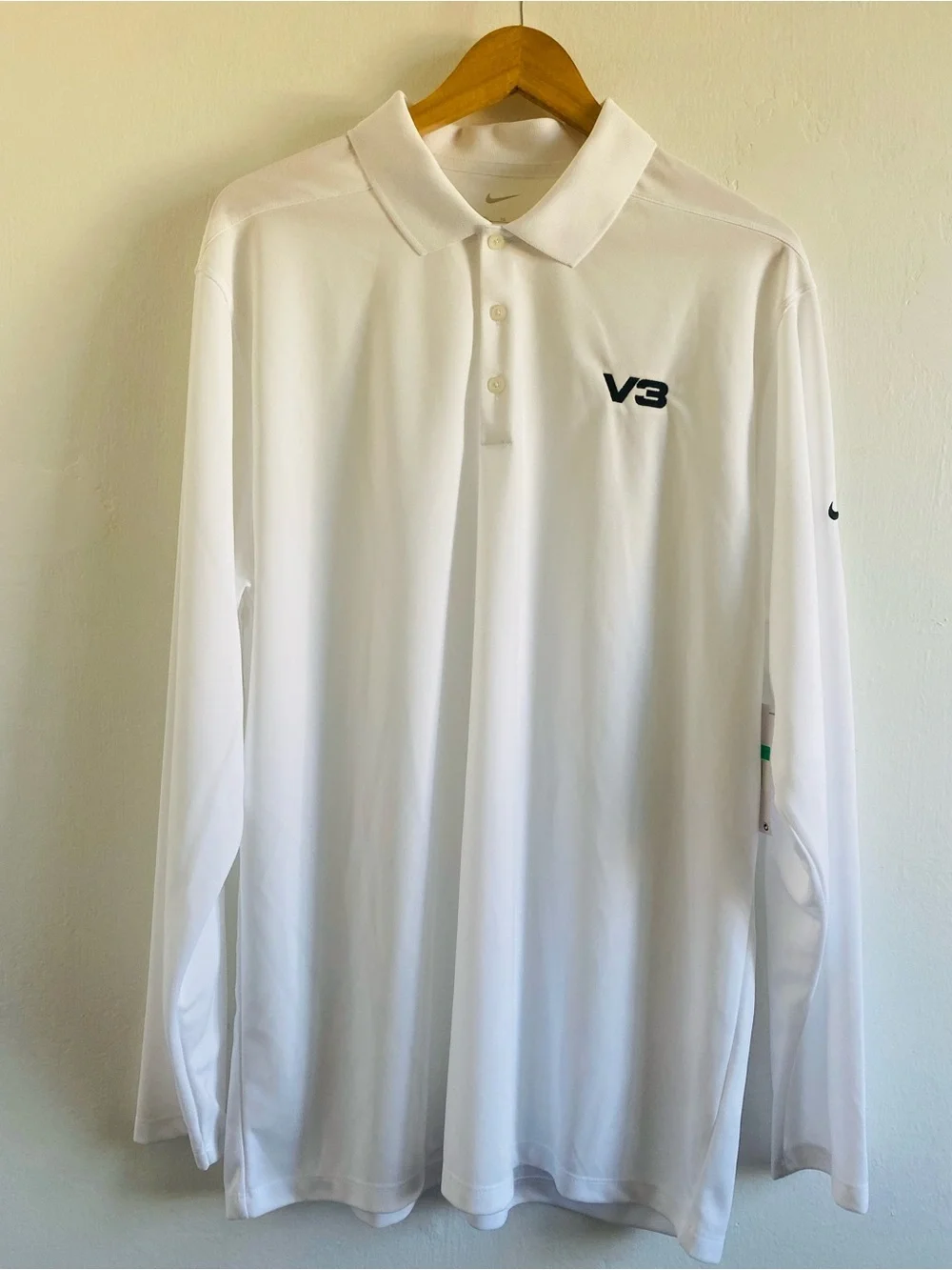 NWT Nike Golf V3 Polo Long Sleeve Shirt Size XL White Athletic
